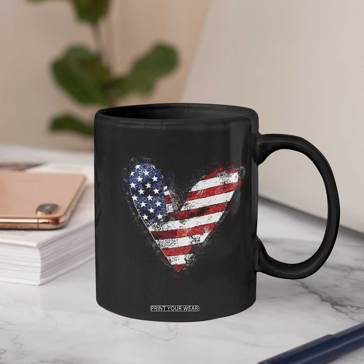 4th of July American Flag Heart USA Patriotic Coffee Mug TS11 Print Your Wear