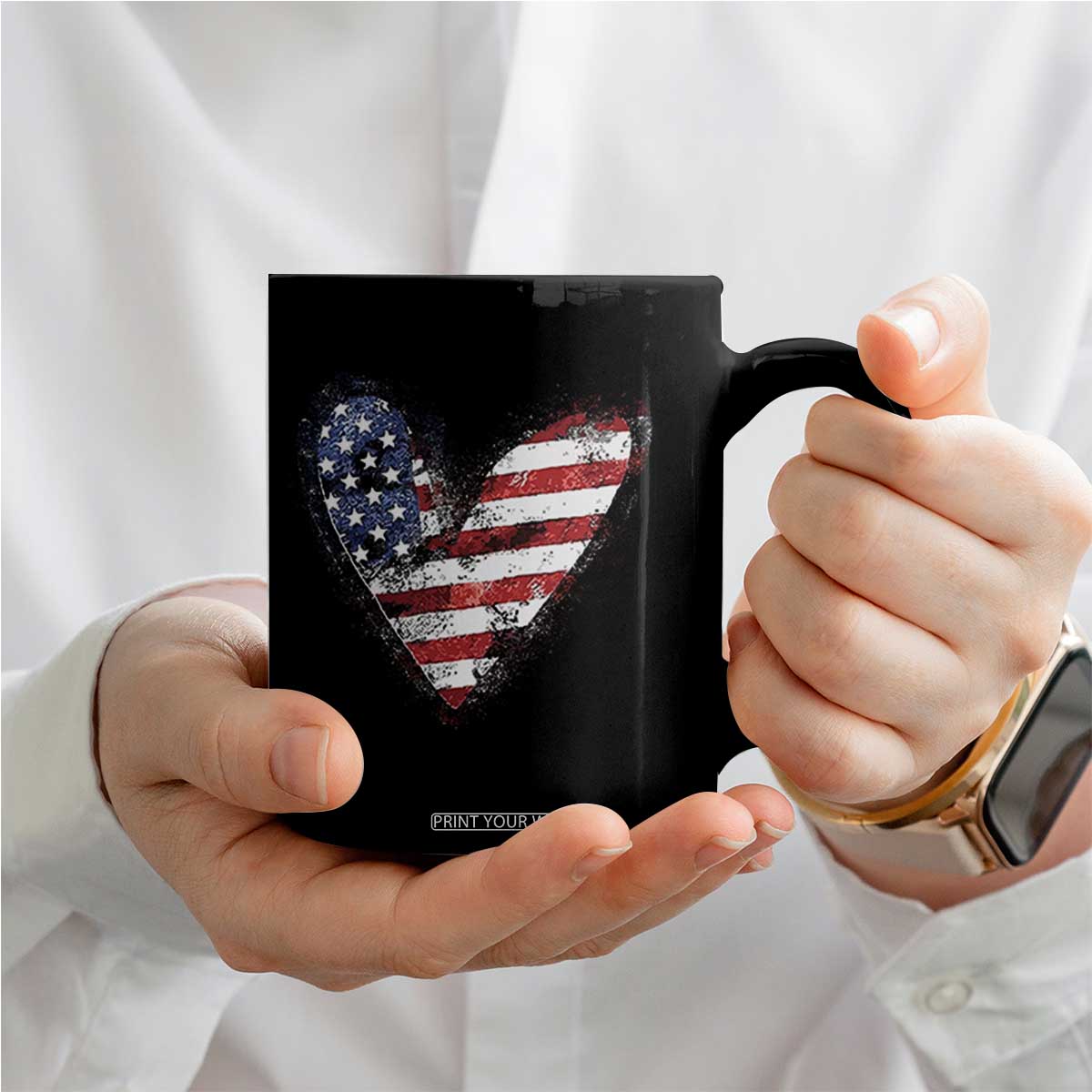 4th of July American Flag Heart USA Patriotic Coffee Mug TS11 Print Your Wear