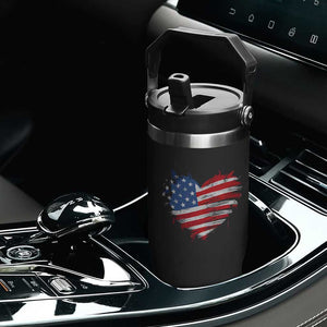 4th of July American Flag Heart USA Patriotic Flip Straw Tumbler Star Stripes TS11 Print Your Wear