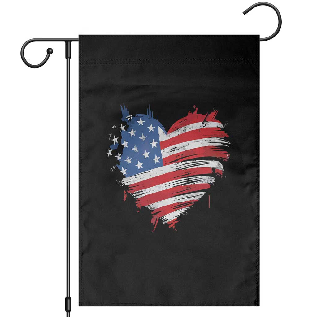 4th of July American Flag Heart USA Patriotic Garden Flag Star Stripes TS11 Black Print Your Wear