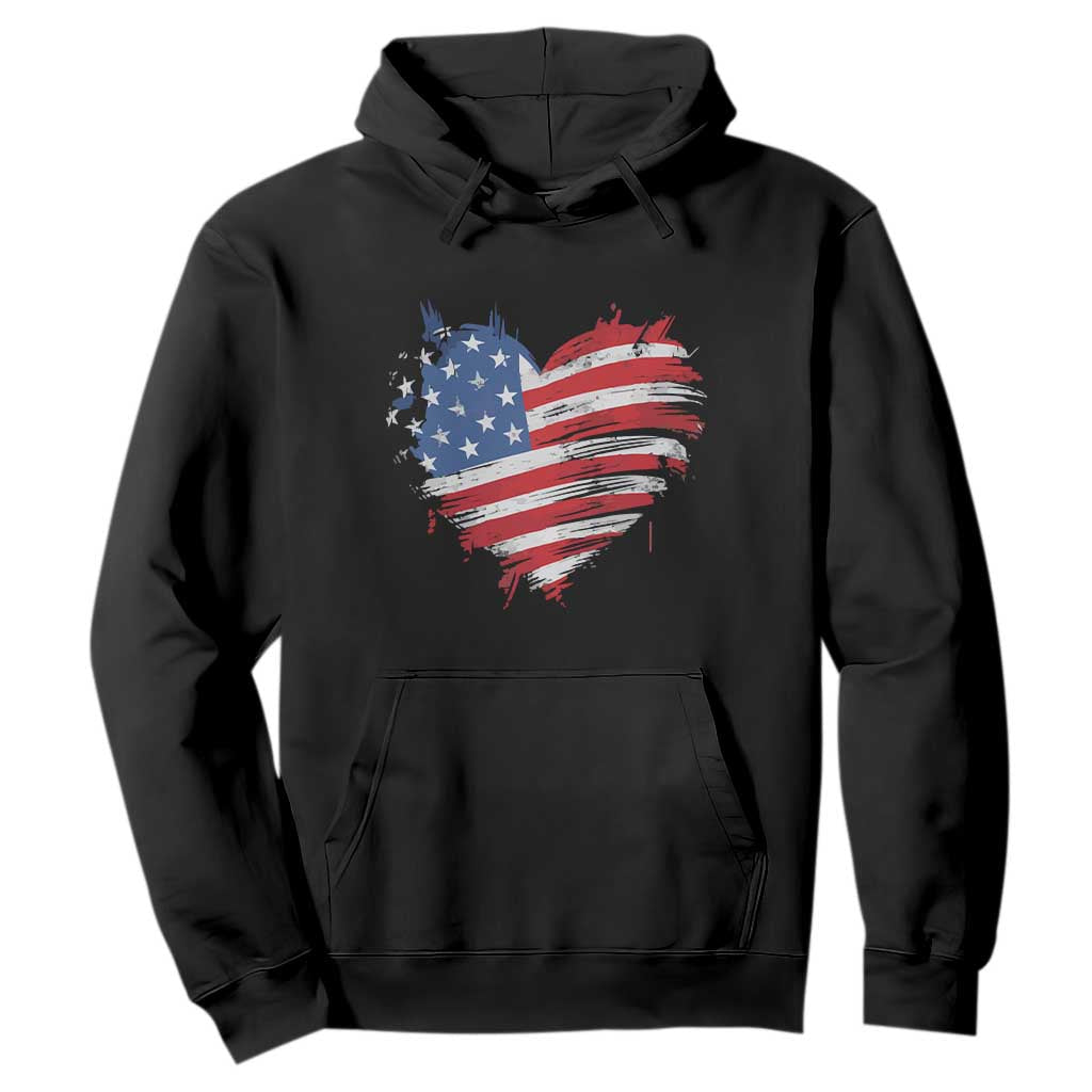 4th of July American Flag Heart USA Patriotic Hoodie Star Stripes TS11 Black Print Your Wear