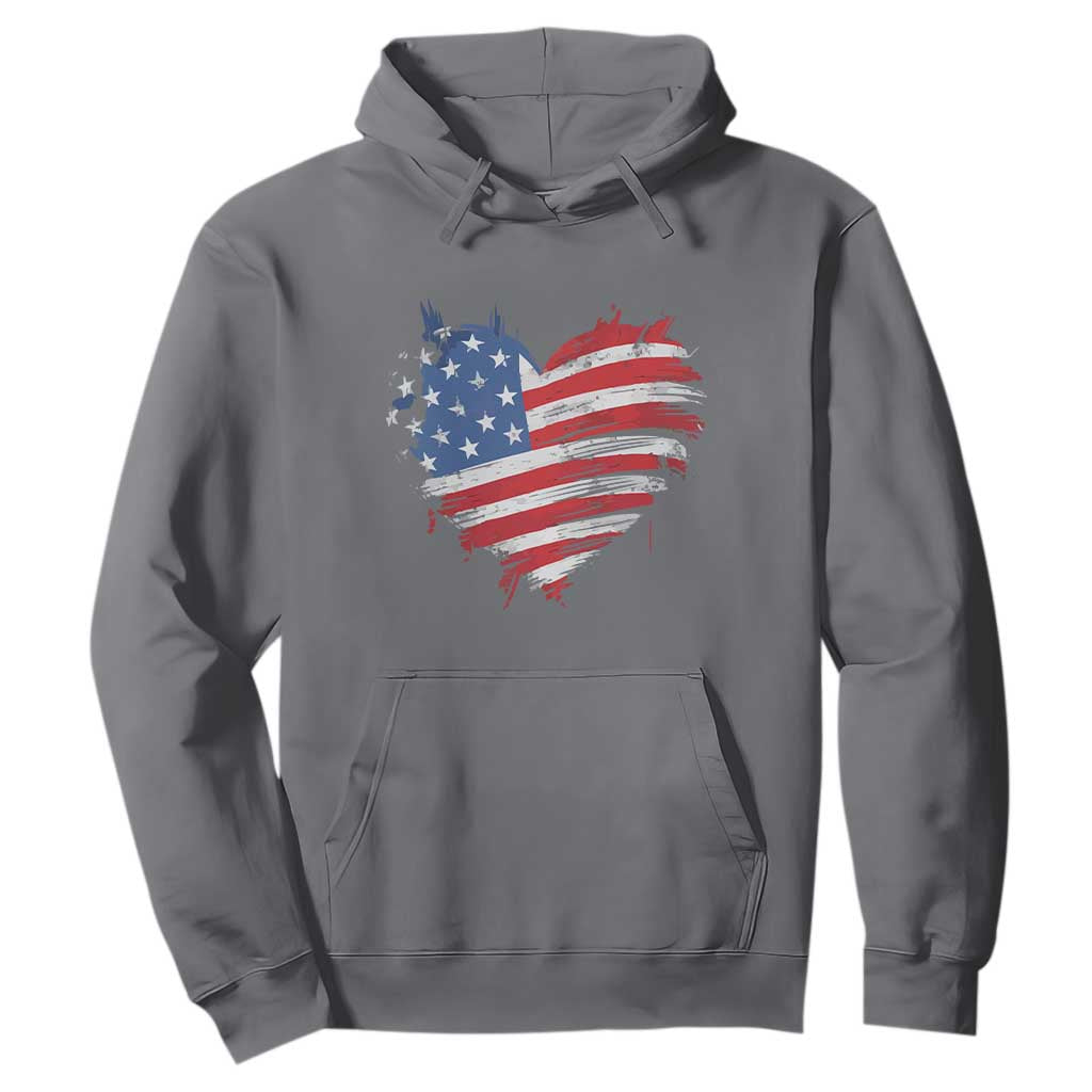 4th of July American Flag Heart USA Patriotic Hoodie Star Stripes TS11 Charcoal Print Your Wear