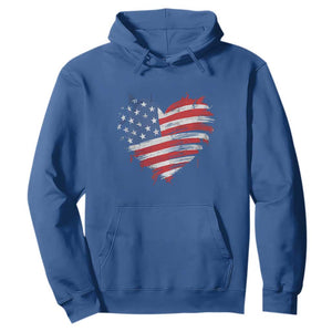 4th of July American Flag Heart USA Patriotic Hoodie Star Stripes TS11 Royal Blue Print Your Wear