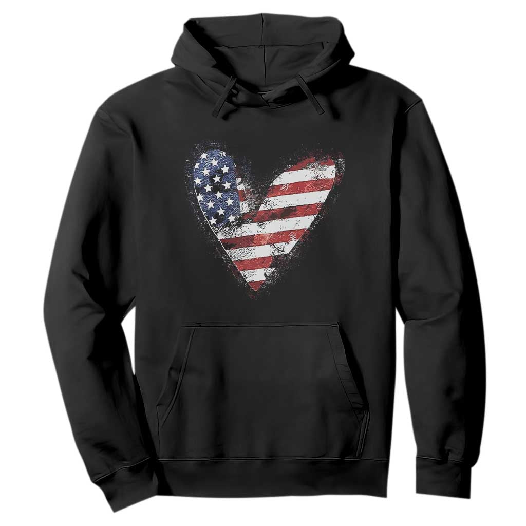 4th of July American Flag Heart USA Patriotic Hoodie TS11 Black Print Your Wear