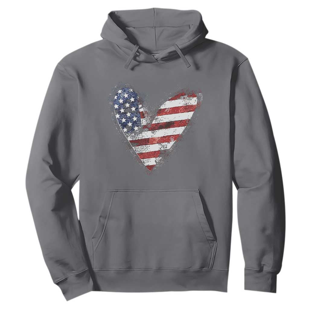 4th of July American Flag Heart USA Patriotic Hoodie TS11 Charcoal Print Your Wear