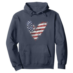 4th of July American Flag Heart USA Patriotic Hoodie TS11 Navy Print Your Wear