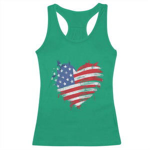 4th of July American Flag Heart USA Patriotic Racerback Tank Top Star Stripes TS11 Irish Green Print Your Wear