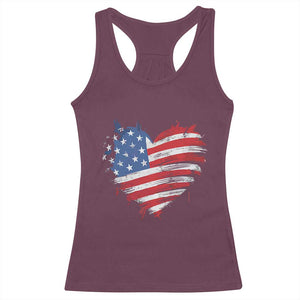 4th of July American Flag Heart USA Patriotic Racerback Tank Top Star Stripes TS11 Maroon Print Your Wear