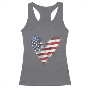 4th of July American Flag Heart USA Patriotic Racerback Tank Top TS11 Charcoal Print Your Wear