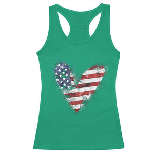 4th of July American Flag Heart USA Patriotic Racerback Tank Top TS11 Irish Green Print Your Wear