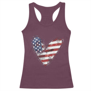 4th of July American Flag Heart USA Patriotic Racerback Tank Top TS11 Maroon Print Your Wear
