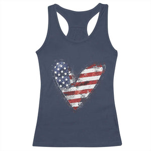 4th of July American Flag Heart USA Patriotic Racerback Tank Top TS11 Navy Print Your Wear