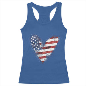 4th of July American Flag Heart USA Patriotic Racerback Tank Top TS11 Royal Blue Print Your Wear