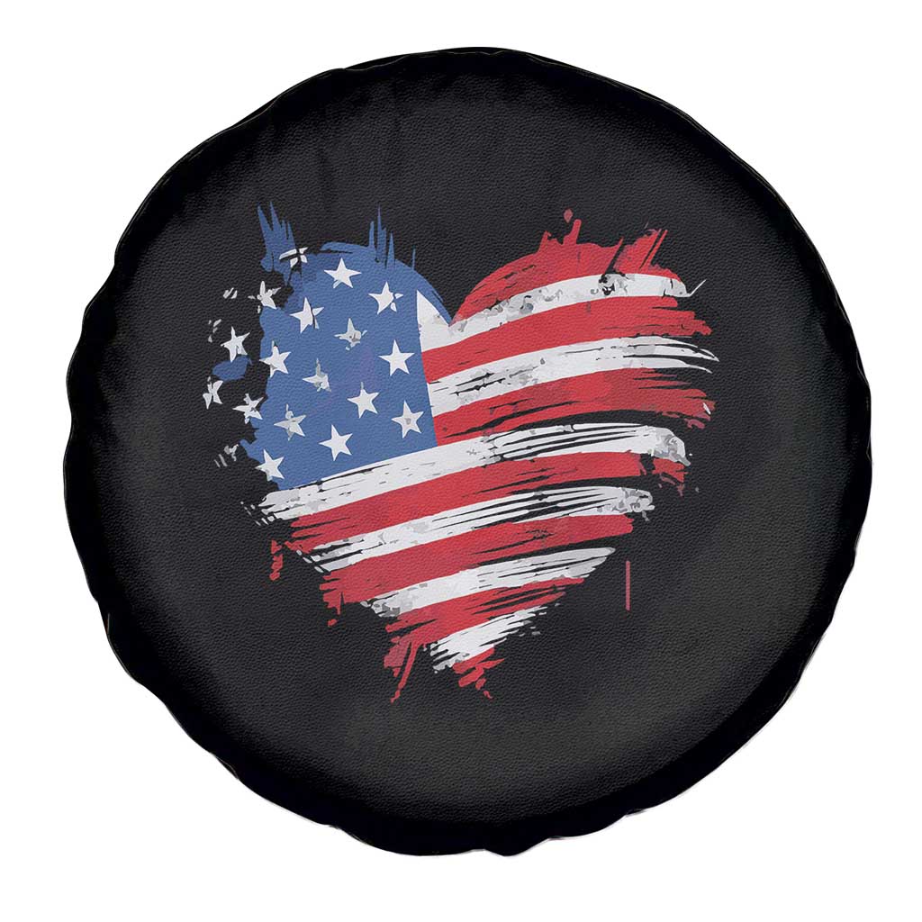4th of July American Flag Heart USA Patriotic Spare Tire Cover Star Stripes TS11 Print Your Wear