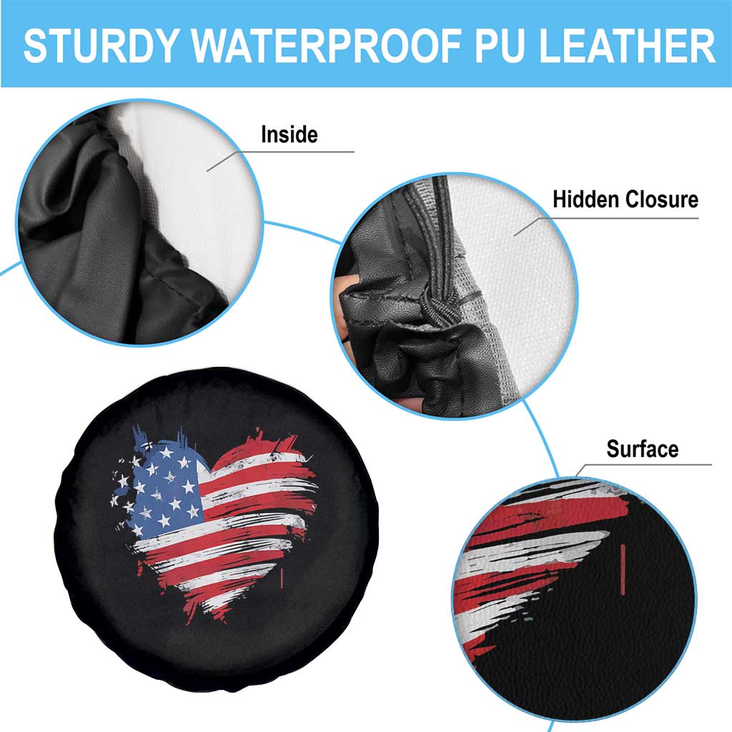 4th of July American Flag Heart USA Patriotic Spare Tire Cover Star Stripes TS11 Print Your Wear