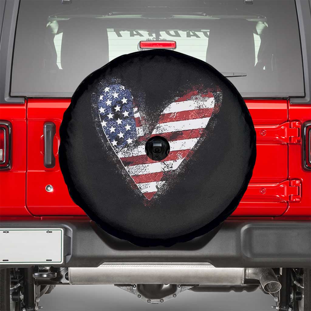 4th of July American Flag Heart USA Patriotic Spare Tire Cover TS11 Black Print Your Wear