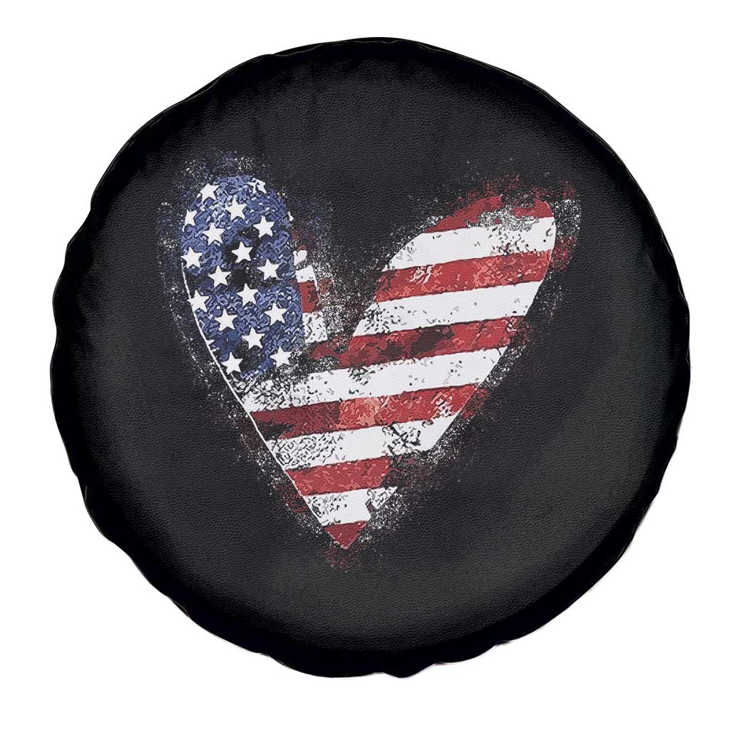 4th of July American Flag Heart USA Patriotic Spare Tire Cover TS11 Print Your Wear