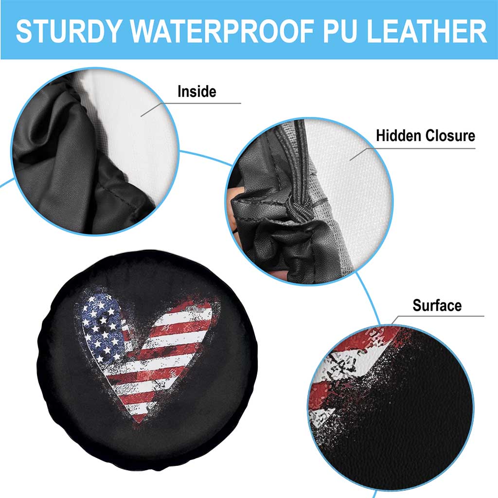 4th of July American Flag Heart USA Patriotic Spare Tire Cover TS11 Print Your Wear