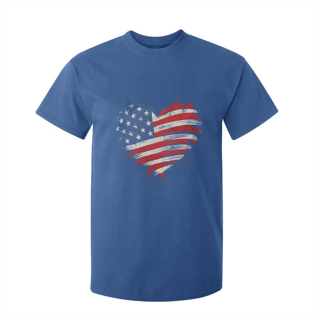 4th of July American Flag Heart USA Patriotic T Shirt For Kid Star Stripes TS11 Royal Blue Print Your Wear