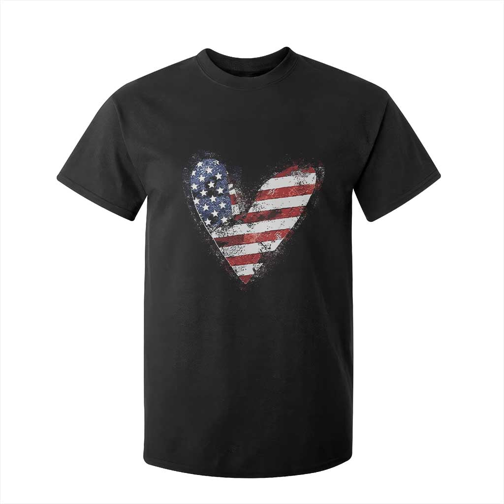 4th of July American Flag Heart USA Patriotic T Shirt For Kid TS11 Black Print Your Wear