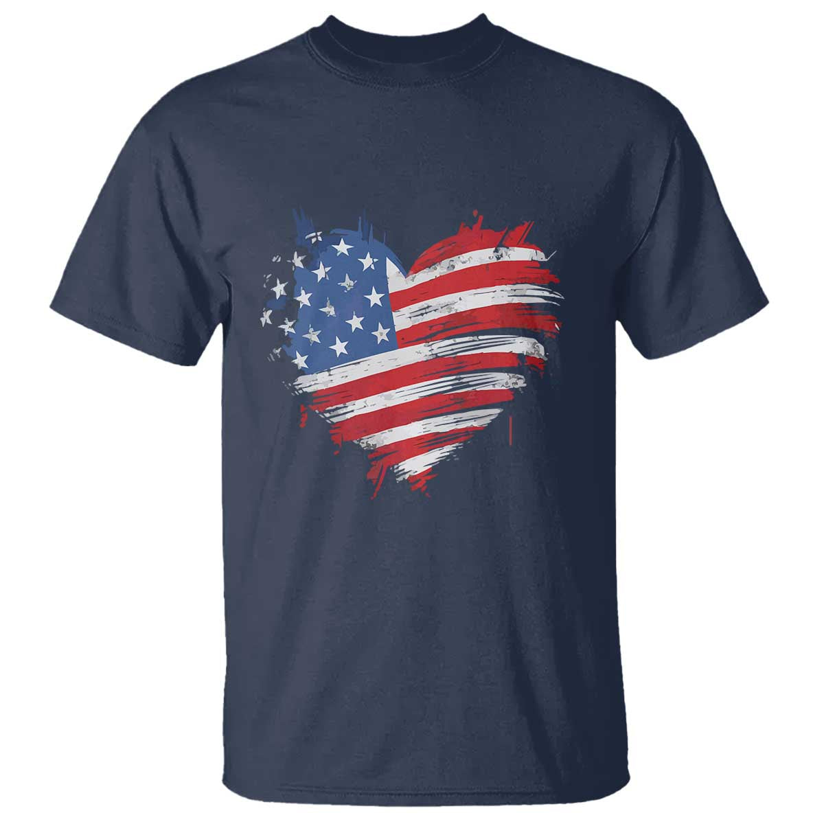 4th of July American Flag Heart USA Patriotic T Shirt Star Stripes TS11 Navy Print Your Wear