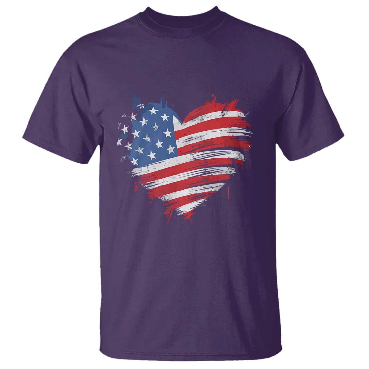 4th of July American Flag Heart USA Patriotic T Shirt Star Stripes TS11 Purple Print Your Wear