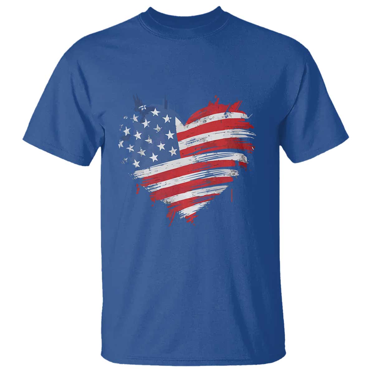 4th of July American Flag Heart USA Patriotic T Shirt Star Stripes TS11 Royal Blue Print Your Wear