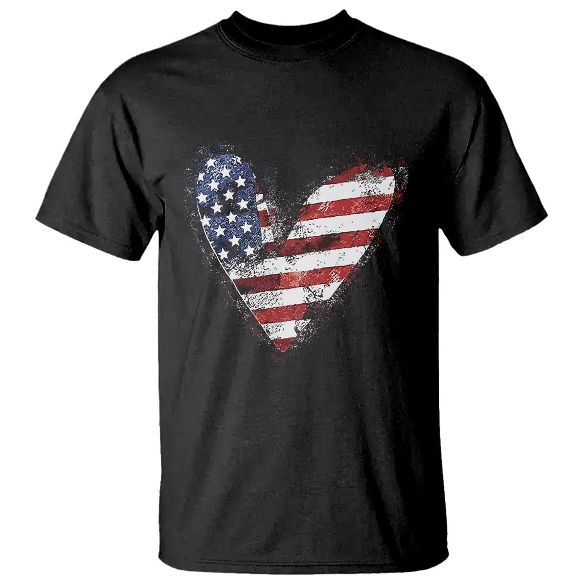 4th of July American Flag Heart USA Patriotic T Shirt TS11 Black Print Your Wear