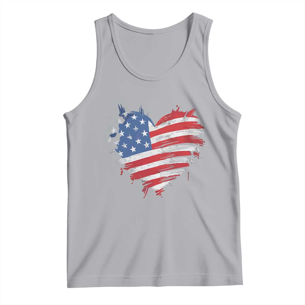 4th of July American Flag Heart USA Patriotic Tank Top Star Stripes TS11 Athletic Heather Print Your Wear