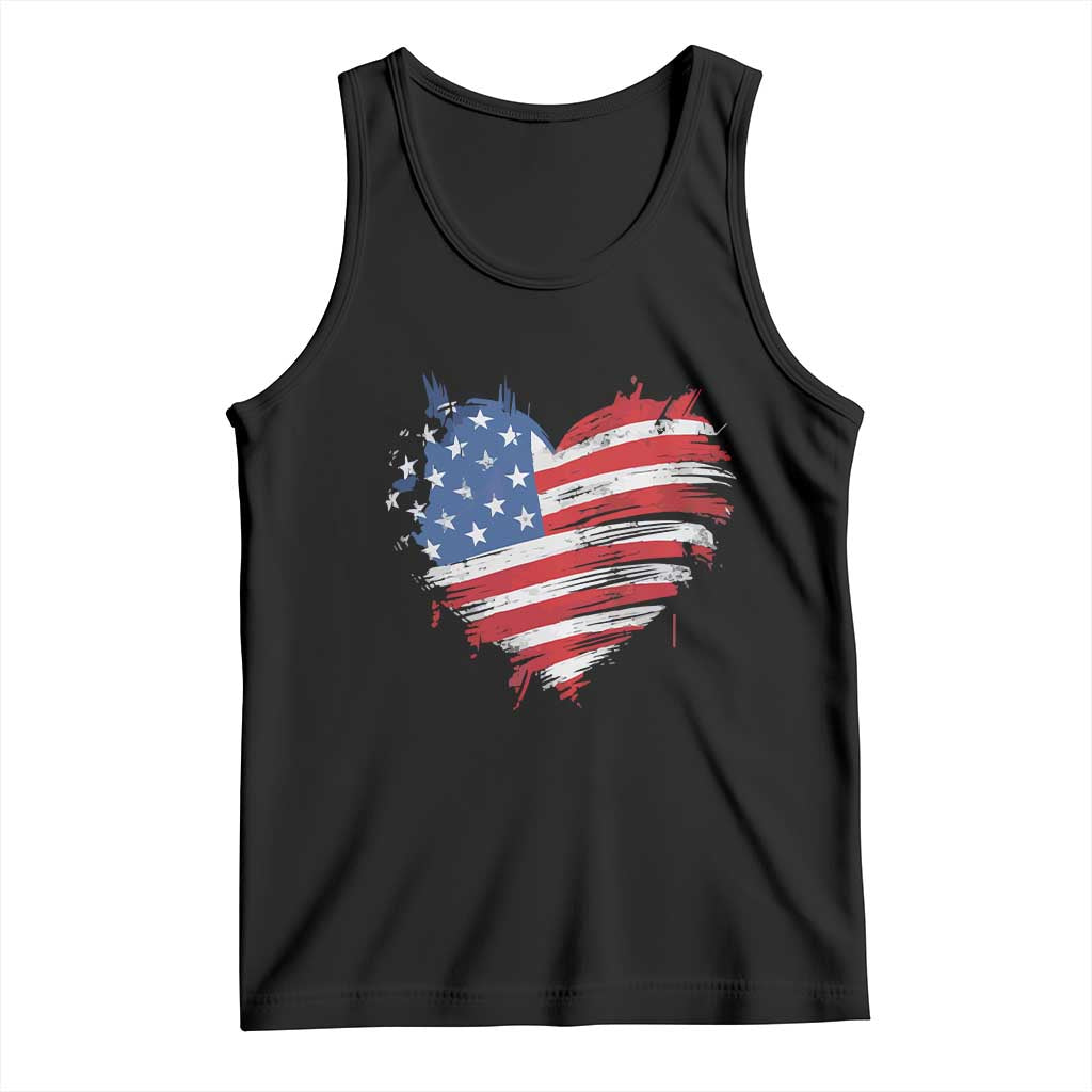 4th of July American Flag Heart USA Patriotic Tank Top Star Stripes TS11 Black Print Your Wear