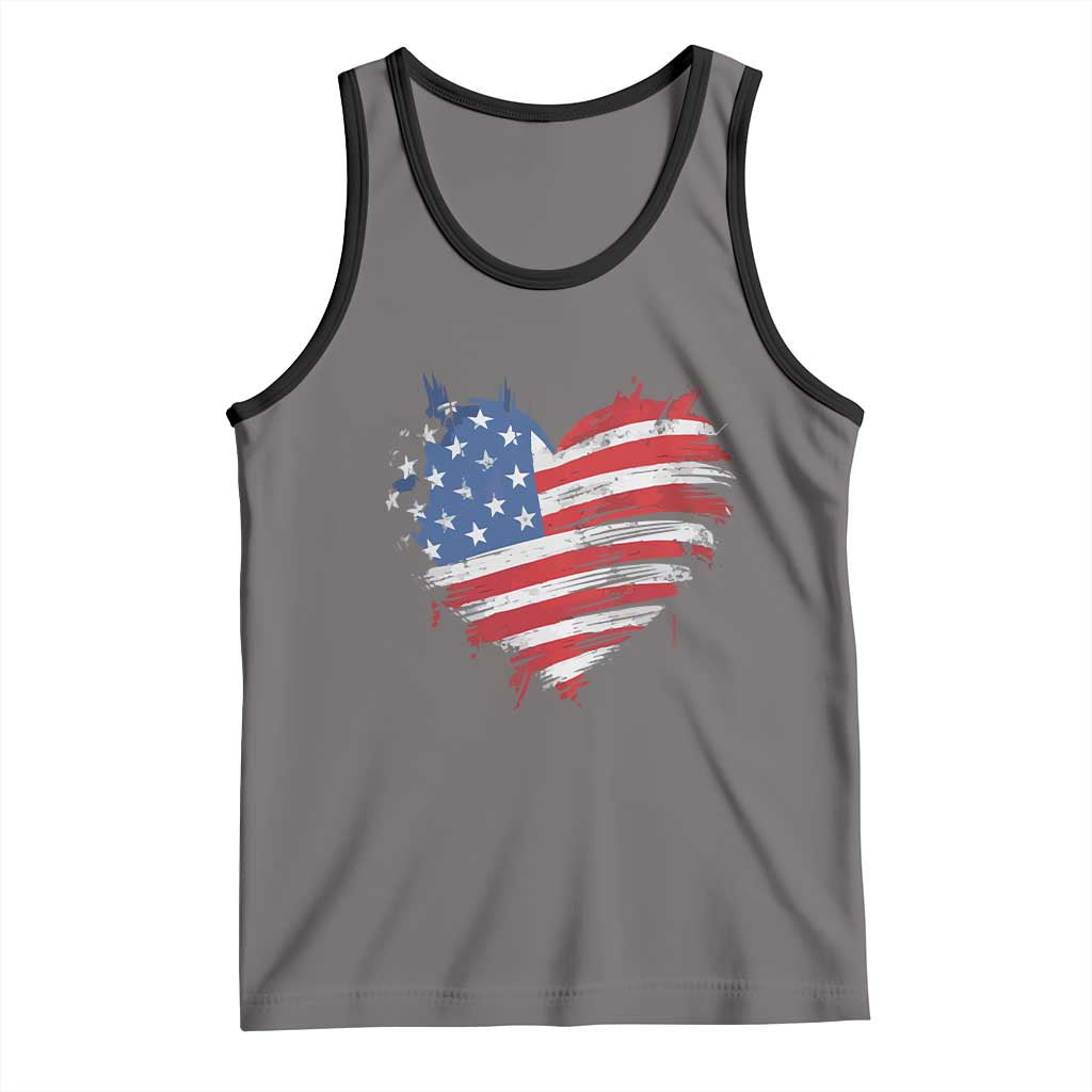 4th of July American Flag Heart USA Patriotic Tank Top Star Stripes TS11 Deep Heather Black Print Your Wear