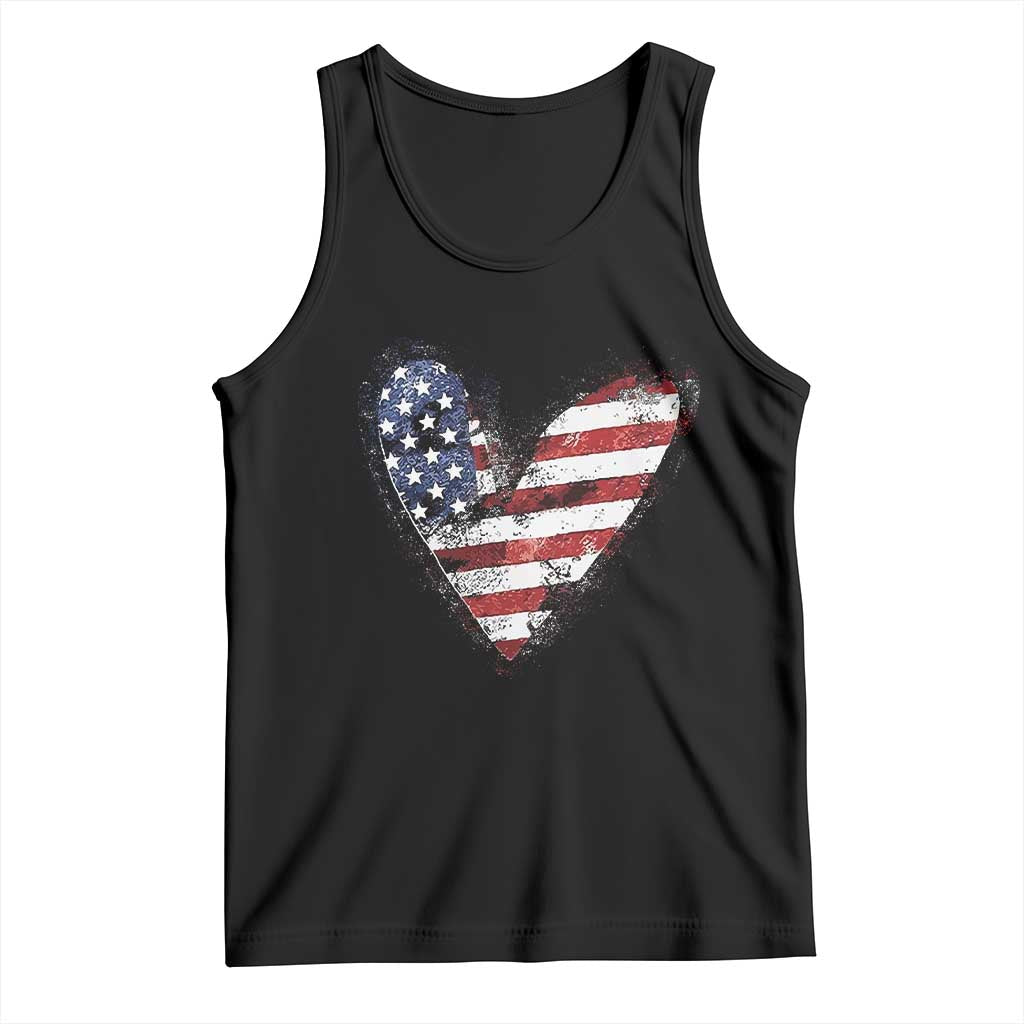 4th of July American Flag Heart USA Patriotic Tank Top TS11 Black Print Your Wear