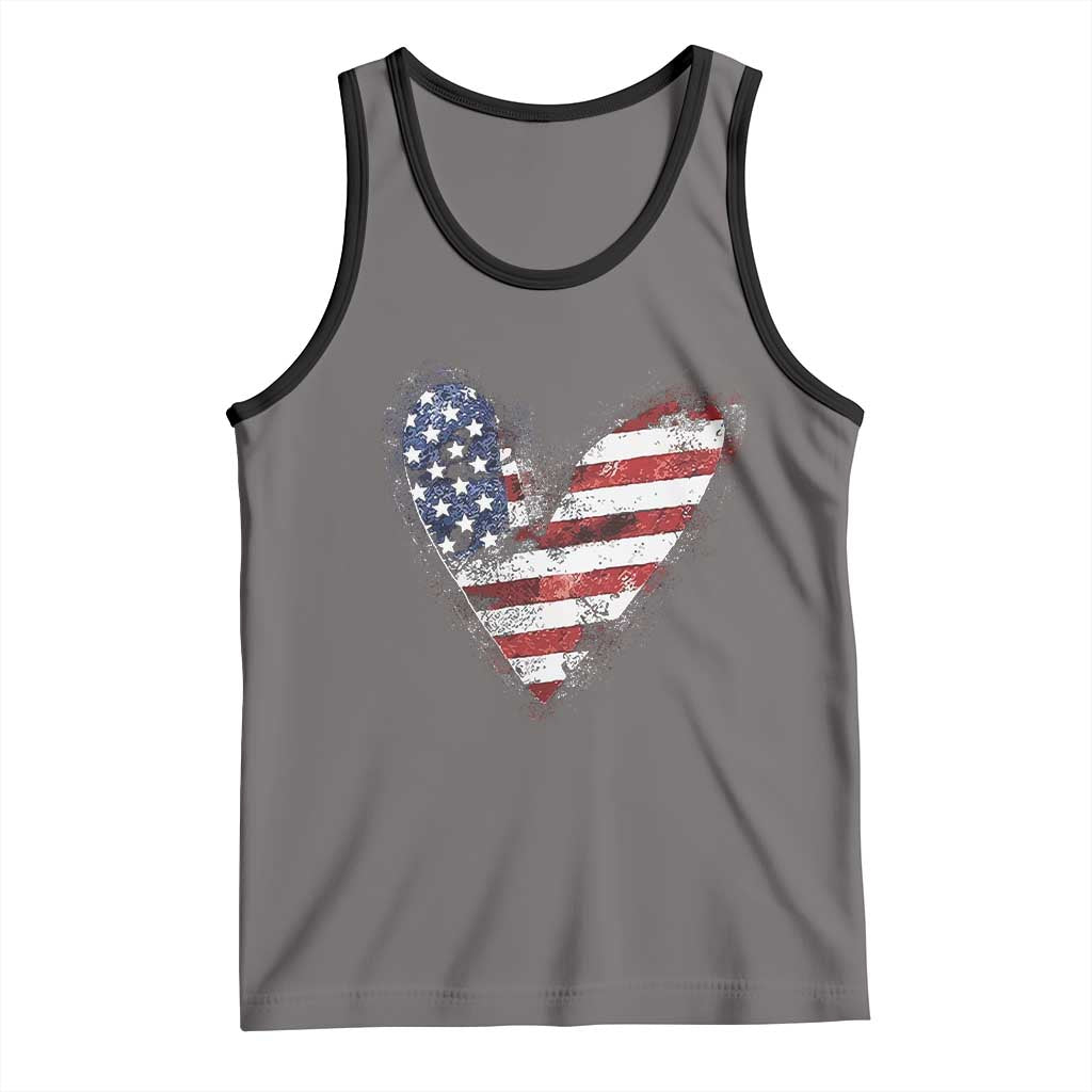 4th of July American Flag Heart USA Patriotic Tank Top TS11 Deep Heather Black Print Your Wear