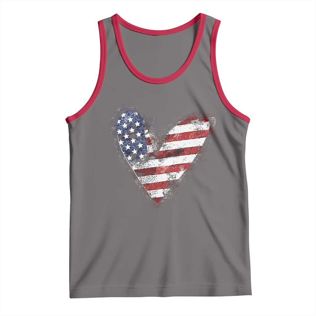 4th of July American Flag Heart USA Patriotic Tank Top TS11 Deep Heather Red Print Your Wear