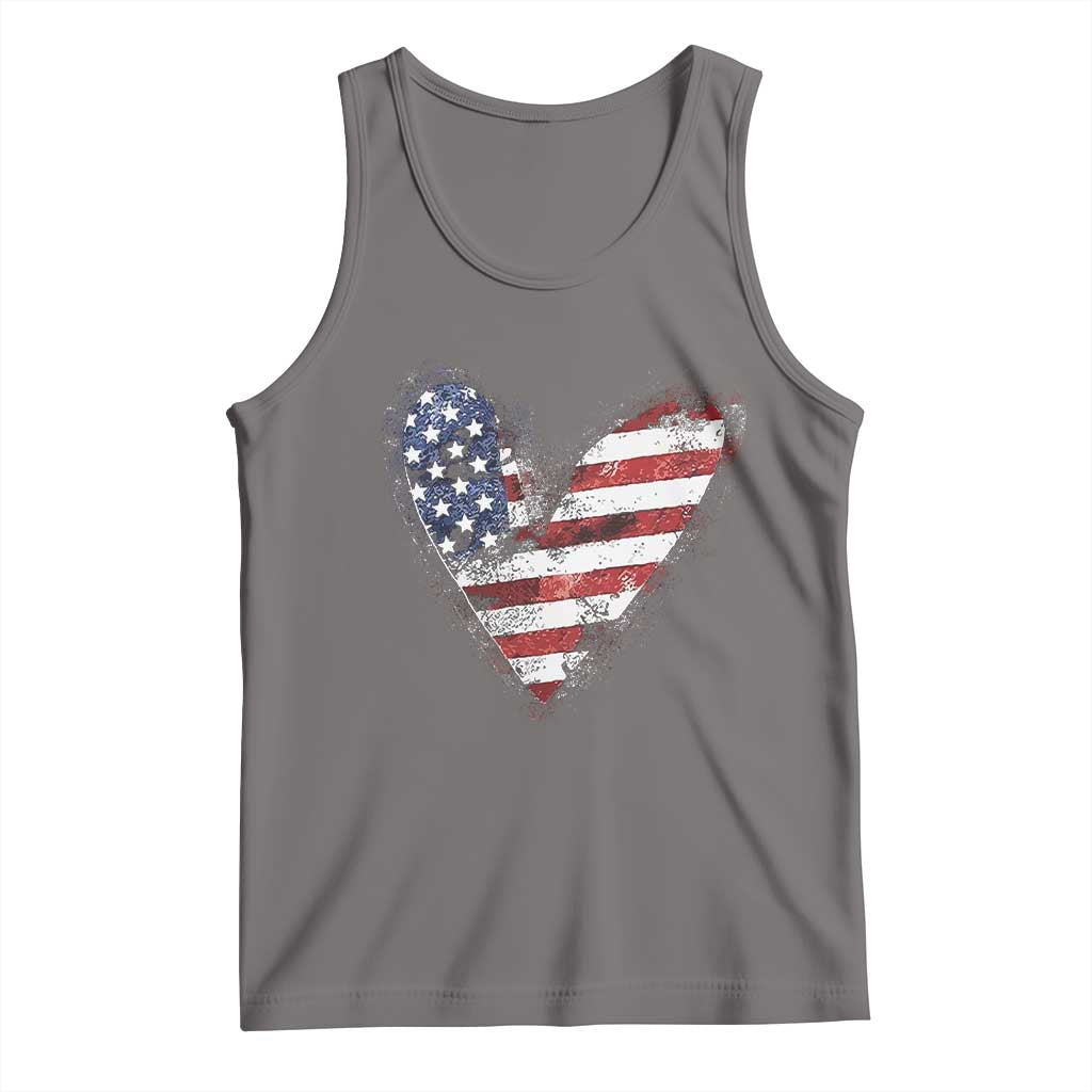 4th of July American Flag Heart USA Patriotic Tank Top TS11 Deep Heather Print Your Wear