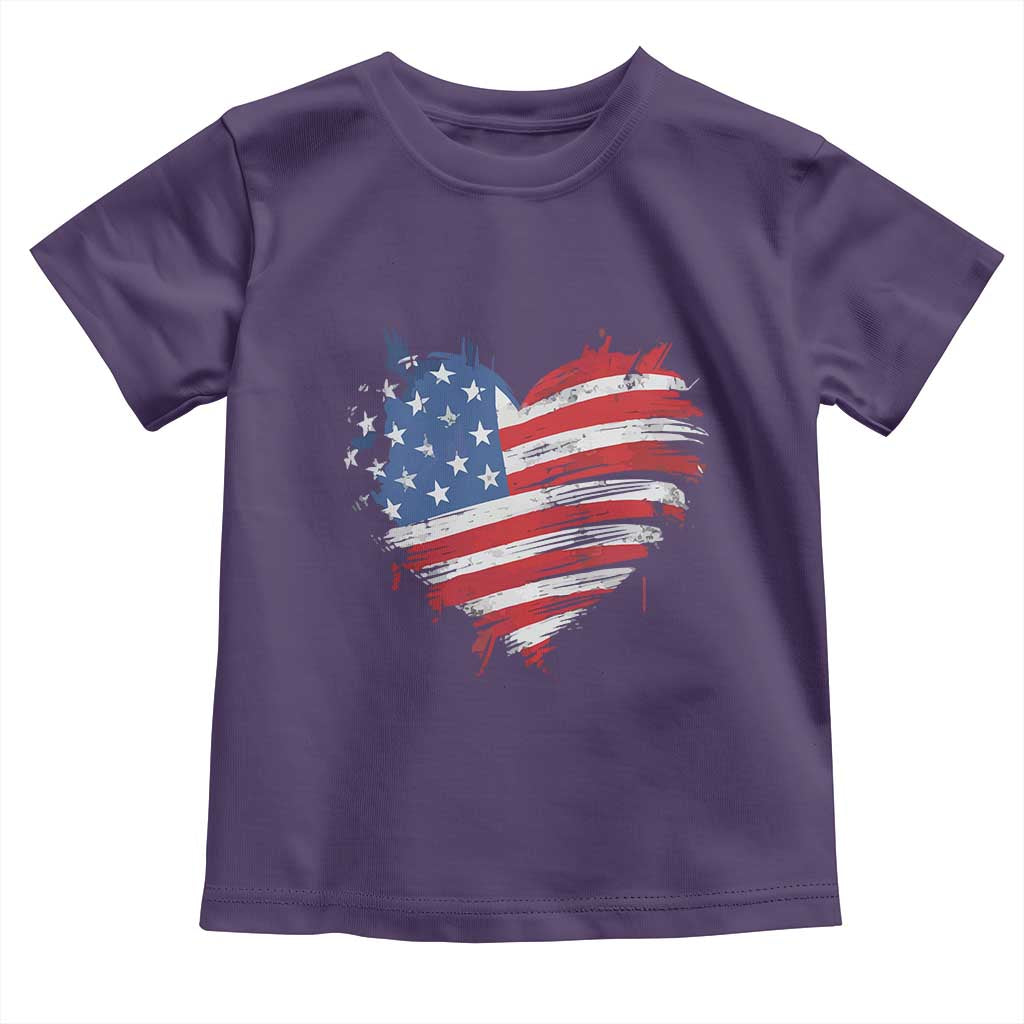 4th of July American Flag Heart USA Patriotic Toddler T Shirt Star Stripes TS11 Purple Print Your Wear