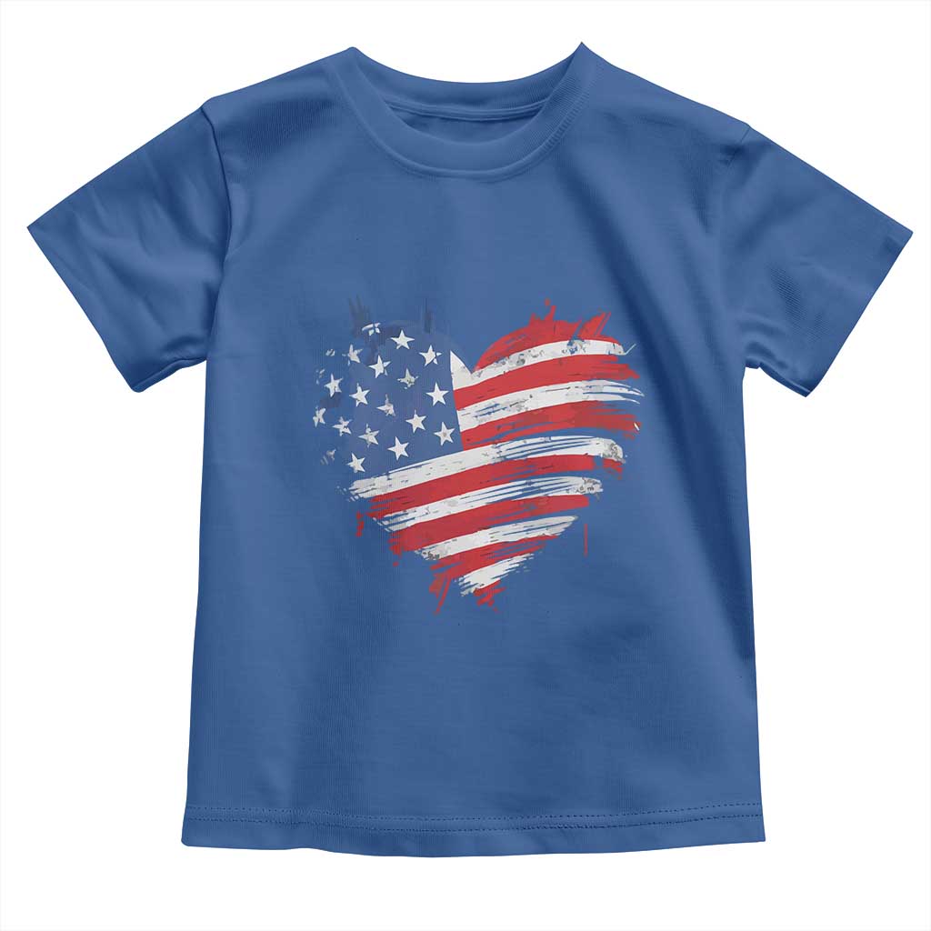 4th of July American Flag Heart USA Patriotic Toddler T Shirt Star Stripes TS11 Royal Blue Print Your Wear