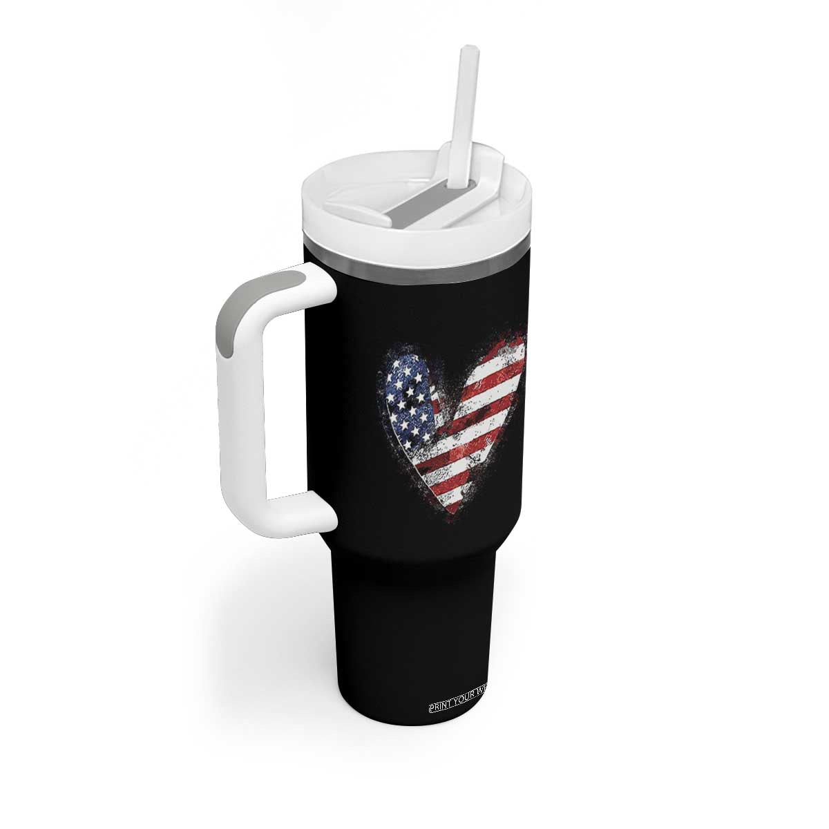 4th of July American Flag Heart USA Patriotic Tumbler With Handle TS11 Print Your Wear