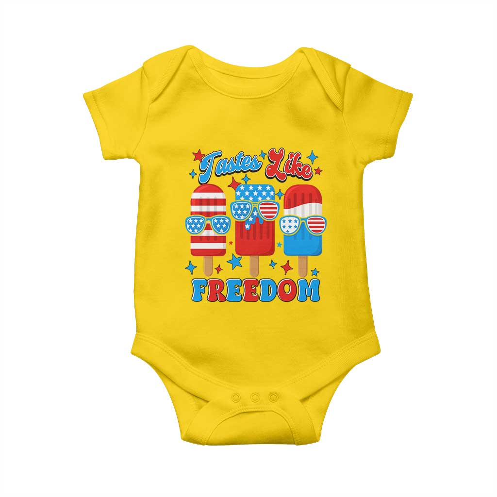 4th of July American Flag Popsicle Baby Onesie Tastes Like Freedom Patriotic Funny TS10 Daisy Print Your Wear