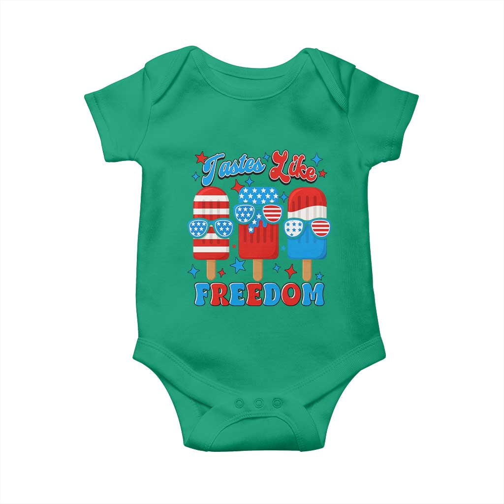 4th of July American Flag Popsicle Baby Onesie Tastes Like Freedom Patriotic Funny TS10 Irish Green Print Your Wear
