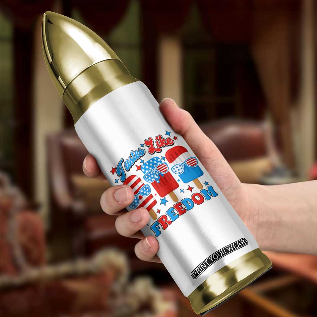 4th of July American Flag Popsicle Bullet Tumbler Tastes Like Freedom Patriotic Funny TS10 Print Your Wear