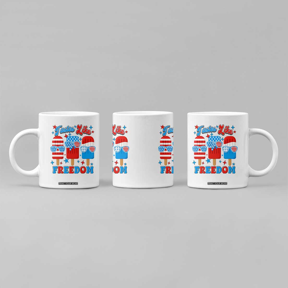 4th of July American Flag Popsicle Coffee Mug Tastes Like Freedom Patriotic Funny TS10 Print Your Wear