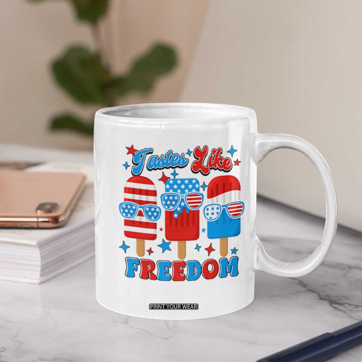 4th of July American Flag Popsicle Coffee Mug Tastes Like Freedom Patriotic Funny TS10 Print Your Wear