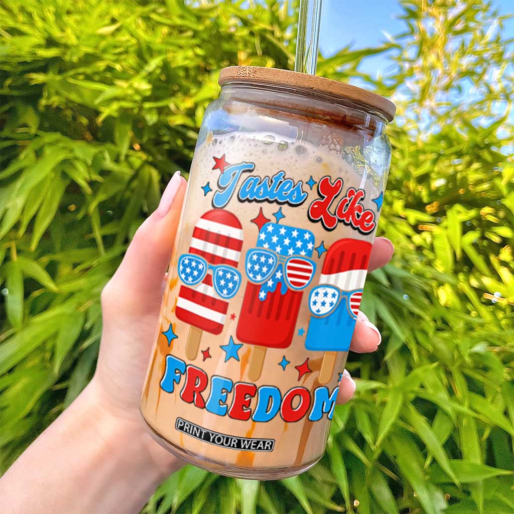 4th of July American Flag Popsicle Glass Can Tastes Like Freedom Patriotic Funny TS10 Print Your Wear