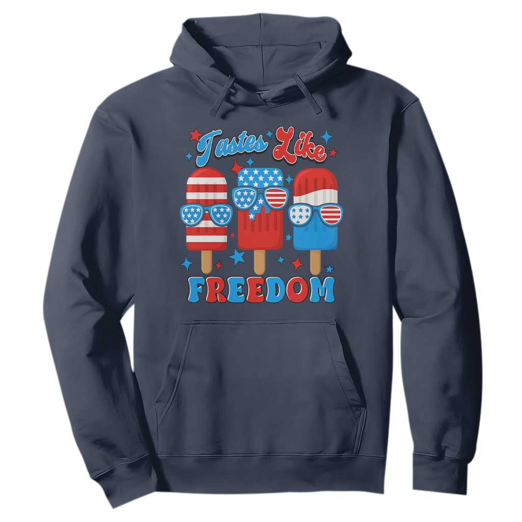 4th of July American Flag Popsicle Hoodie Tastes Like Freedom Patriotic Funny TS10 Navy Print Your Wear