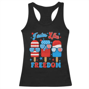 4th of July American Flag Popsicle Racerback Tank Top Tastes Like Freedom Patriotic Funny TS10 Black Print Your Wear