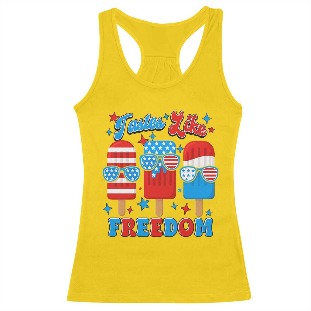 4th of July American Flag Popsicle Racerback Tank Top Tastes Like Freedom Patriotic Funny TS10 Daisy Print Your Wear