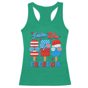 4th of July American Flag Popsicle Racerback Tank Top Tastes Like Freedom Patriotic Funny TS10 Irish Green Print Your Wear