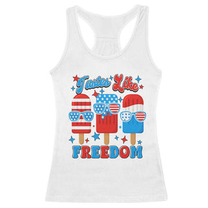 4th of July American Flag Popsicle Racerback Tank Top Tastes Like Freedom Patriotic Funny TS10 White Print Your Wear