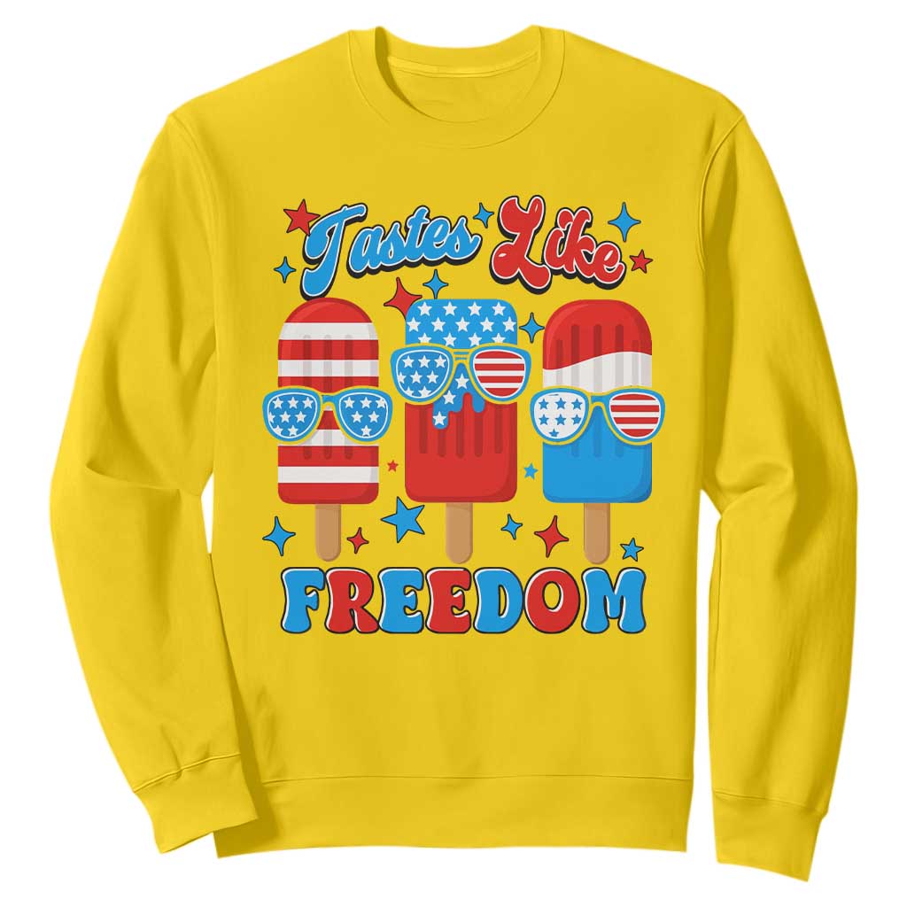 4th of July American Flag Popsicle Sweatshirt Tastes Like Freedom Patriotic Funny TS10 Daisy Print Your Wear